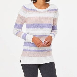 ✨NEW✨ LOFT Crewneck Striped Textured Tunic Sweater